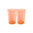 2 Pacotes de Copo Acrílico de 300ml Laranja Neon Cropac com 10 unidades - Ideal para o seu evento