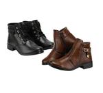 2 Pares Bota Feminina Cano Curto Salto Baixo Moderna