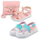 2 Pares de Sandália Menina Rosa Com Bolsa E Babuche Infantil Borboleta Mzkid 2 Pares de Sandália Menina Rosa Com Bolsa E Babuche Infantil Borboleta Mzkid
