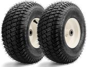 2 peças de pneus e rodas dianteiros para cortador de grama 15x6.00-6 - NHS, aço liga - para Husqvarna, Craftsman, John Deere séries 100 e D100 de tratores cortadores de grama e cortadores de grama dirigíveis - cubo centralizado de 3" e buchas de 3/4"