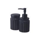 2 Peças para Banheiro Lyor Stripes de Cerâmica Preto