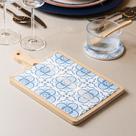 2 Peças Tábua com Bandeja Mosaico 22,5cm 32cm 1cm Bambu