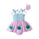 2 peças verão novo estilo menina 0-1 anos de idade doce e fofo suspensórios e vestido de uma peça