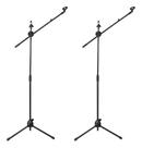 2 Pedestal Suporte Girafa Para Microfone Com Trava, Regulagem De Altura, 2 Cachimbos E Presilha