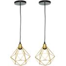 2 Pendente Aramado Diamante Luminária Lustre Luxo Pequeno Teto Retrô Agp Ilumini Industrial 2 Pendente Aramado Diamante Luminária Lustre Luxo Pequeno Teto Retrô Agp Ilumini Industrial