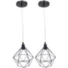 2 Pendente Aramado Diamante Luminárias Lustre Cabo Cristal Teto Retrô Preto Agp Ilumini 2 Pendente Aramado Diamante Luminárias Lustre Cabo Cristal Teto Retrô Preto Agp Ilumini