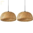 2 Pendente Bambu Fibra Natural Artesanal Boho Palha Nat23