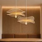 2 Pendente Bambu Fibra Natural Artesanal Mesa Nat64 + Led