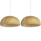 2 Pendente Bambu Fibra Natural Boho Grande 60 Cm Palha Nat54