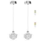 2 Pendente Cristal Metal Prata Polido Banheiro Bet43 + Led