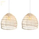 2 Pendente De Vime Fibra Natural Em Rattan E27 Varanda Nat17