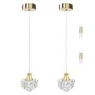 2 Pendente Dourado Cristal Interna Metal Bet42 + Led