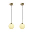 2 Pendente Dourado Globo De Vidro Branco Ø12cm Ball Zan14