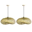 2 Pendente Em Bambu Fibra Natural Artesanal E27 50 Cm Nat30