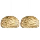 2 Pendente Fibra Natural Bambu Mesa Sala Boho Nat53