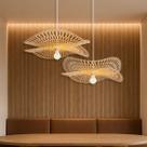 2 Pendente Fibra Natural Bambu Quarto Artesanal Nat64 + Led