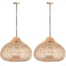 2 Pendente Fibra Natural Rattan Boho Gota Bali Nat76 2 Pendente Fibra Natural Rattan Boho Gota Bali Nat76