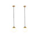 2 Pendente Globo De Vidro Branco Bancada Dourado Zan61