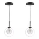 2 Pendente Globo Vidro Detalhado Aluminio Preto Moderno Alu53