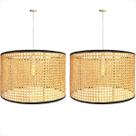 2 Pendente Grande 50 X 30 Fibra Natural Palha Indiana Nat86