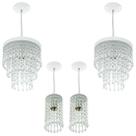 2 Pendente Manucrillic + 2 Pd Clearcrilic Cristal Ac. Branco 2 Pendente Manucrillic + 2 Pd Clearcrilic Cristal Ac. Branco