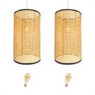 2 Pendente Palha Indiana Fibra Natural Rustico Nat84 + Led 2 Pendente Palha Indiana Fibra Natural Rustico Nat84 + Led