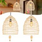 2 Pendente Rattan Em Fibra Natural Vime Bancada Fib02 + Led 2 Pendente Rattan Em Fibra Natural Vime Bancada Fib02 + Led