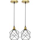2 Pendentes Aramado Cálice Luminária Lustre Luxo Teto Retrô Vintage Balcão Agp Ilumini Industrial