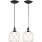2 Pendentes Aramado Cálice Luminária Lustre Teto Retrô Vintage Industrial Balcão Cobre Rose Gold