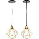 2 Pendentes Aramado Diamante Cabo 2 Mt Luminária Lustre Luxo Industrial Teto Retrô Agp Ilumini 2 Pendentes Aramado Diamante Cabo 2 Mt Luminária Lustre Luxo Industrial Teto Retrô Agp Ilumini