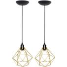 2 Pendentes Aramado Diamante Luminária Lustre P Teto Retrô Vintage Industrial Balcão Agp Ilumini