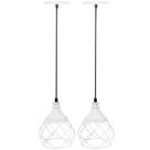 2 Pendentes Aramado Esfera Balonê Branco Lustre Luminária Teto Regulável Sala Cozinha Industrial Agp