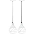 2 Pendentes Aramado Esfera Balonê Branco Lustre Luminária Teto Regulável Sala Cozinha Industrial Agp