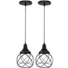 2 Pendentes Aramado Esfera Balonê Preto Lustre Luminária Teto Regulável Sala Cozinha Industrial Agp