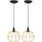 2 Pendentes Aramado Globo Luminária Lustre Teto Retrô Vintage Industrial Balcão Agp Ilumini
