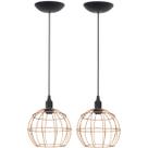 2 Pendentes Aramado Globo Luminária Lustre Teto Retrô Vintage Industrial Balcão Cobre Rose Gold