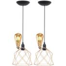 2 Pendentes Aramado Teto Cálice Luminária Lustre Retrô Balcão + Lâmpada Led ST64 Cobre Rose Gold 2 Pendentes Aramado Teto Cálice Luminária Lustre Retrô Balcão + Lâmpada Led ST64 Cobre Rose Gold
