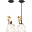 2 Pendentes Aramado Teto Cálice Luminária Lustre Retrô Balcão + Lâmpada Led ST64 Vintage 2 Pendentes Aramado Teto Cálice Luminária Lustre Retrô Balcão + Lâmpada Led ST64 Vintage