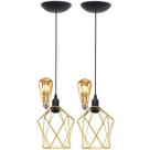 2 Pendentes Aramado Teto Cálice P Luminária Lustre Retrô Balcão + Lâmpada Led ST64 Vintage