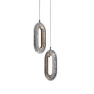 2 Pendentes Luminária Oval Aberta Acrílico Cristal Dourado Bivolt 3000k/4000k/6500k