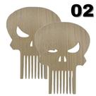 2 Pentes para Barba e Bigode MDF Modelo Caveira 02 Cor Bege