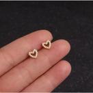 2 Piercing Tragus Cartilagem Coração Zirconia 6mm - Par