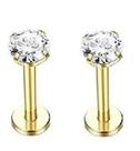 2 Piercing Tragus Helix Labret Dourado Pedra Zirconia 2 3 4