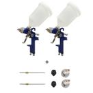 2 PISTOLAS DE PINTURA 827 GRAVIDADE + KIT BICO E AGULHA 1.3MM e 1.7MM