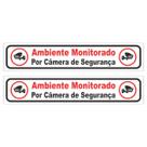 2 Placas Ambiente Monitorado Câmeras De Segurança 25x5cm Ps