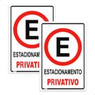 2 Placas Estacionamento Privativo Sinalização 20x30 Ps 1mm