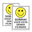 2 Placas Sinalização Sorria Você Está Sendo Filmado 20x15cm