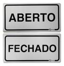 2 Placas Sinalizadora Alumínio Adesivo - Aberto E Fechado Cor Aberto / Fechado