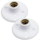 2 Plafon Simples Suporte Lâmpadas Bocal Cerâmico E27 Padrão Branco 2 Plafon Simples Suporte Lâmpadas Bocal Cerâmico E27 Padrão Branco