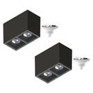 2 Plafon Sobrepor P/ 2 Lâmpada Boxit + 2 Lâmpada AR111 12W 4000K